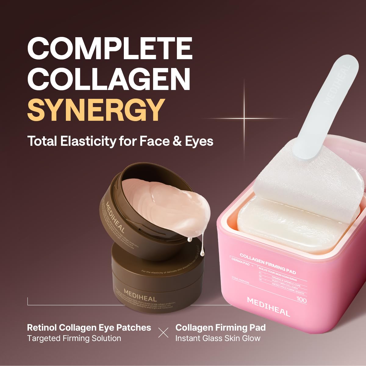 MEDIHEAL 95% Retinol & Collagen Under Eye Patches, Wrinkle Care (60 Count) | with Retinol Liposome, Collagen | 4-Zone Firming Care for Eyes & Smile Lines | 0.00 Irritation | Korean Hydrogel Patches