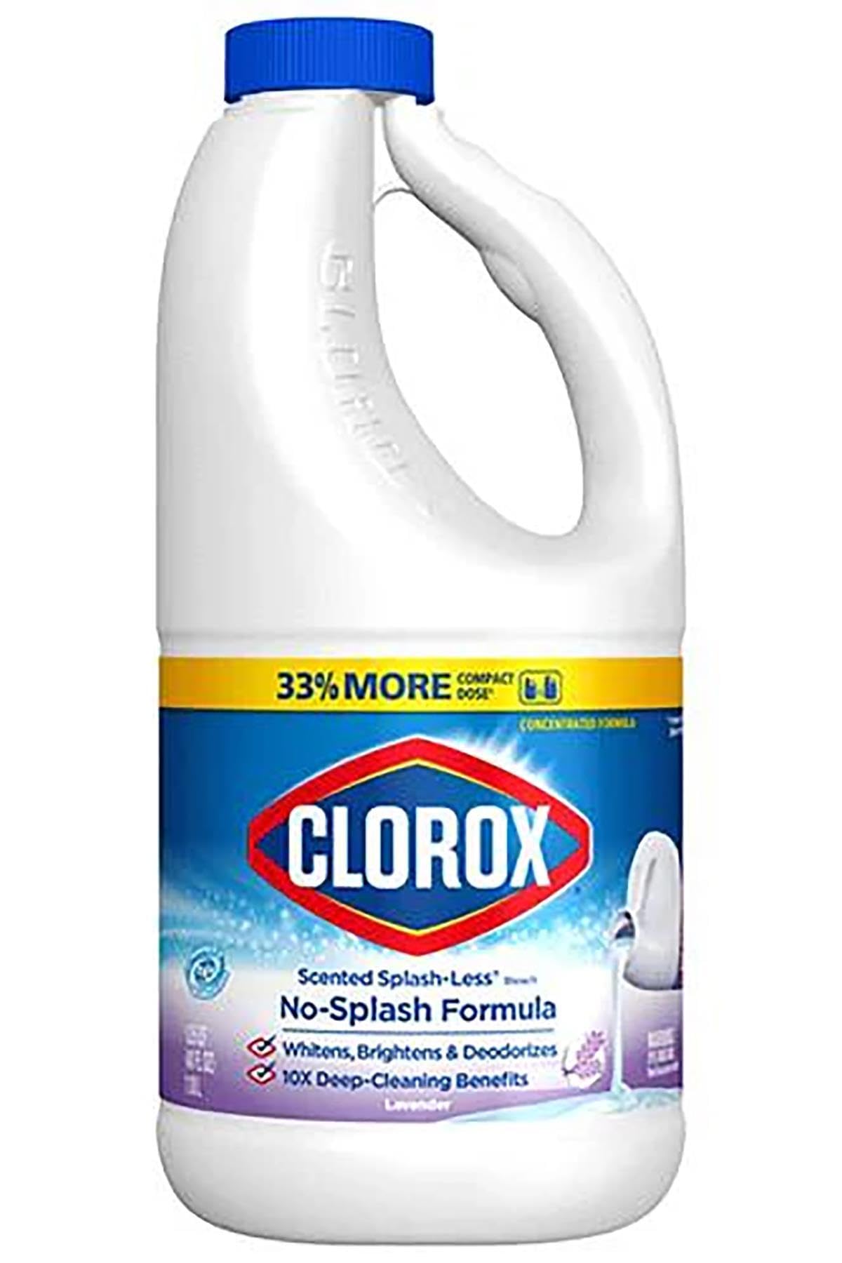 Clorox Splash-Less Bleach, Concentrated Formula, Lavender Scent, 40 Ounce Bottle - Pack of 2 (Package May Vary)