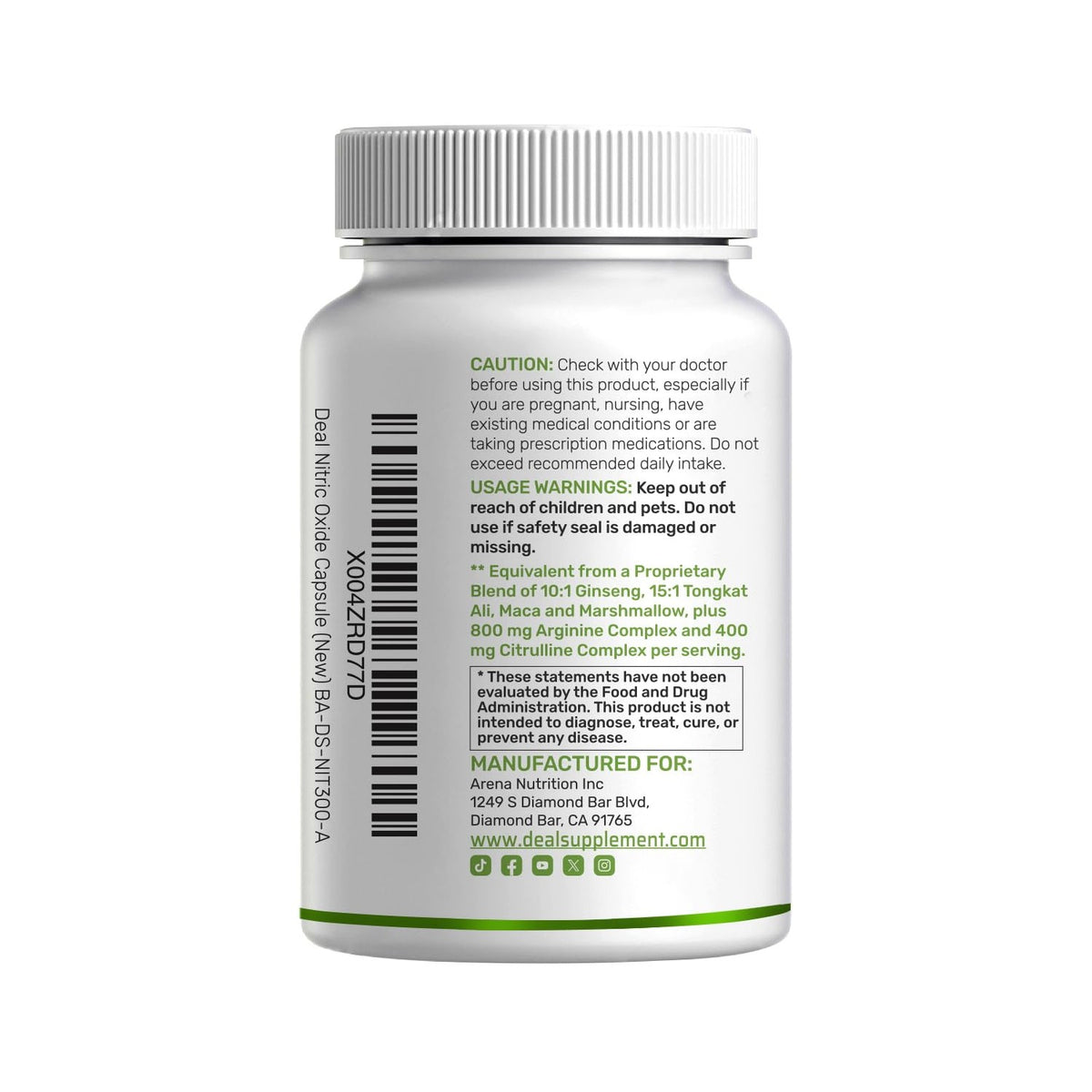 Nitric Oxide Supplement 3,000mg, 300 Capsules | 12-in-1 Complex for Men & Women – Arginine, Citrulline, Korean Red Ginseng, Tongkat Ali, Maca Root, & Marshmallow Blend*