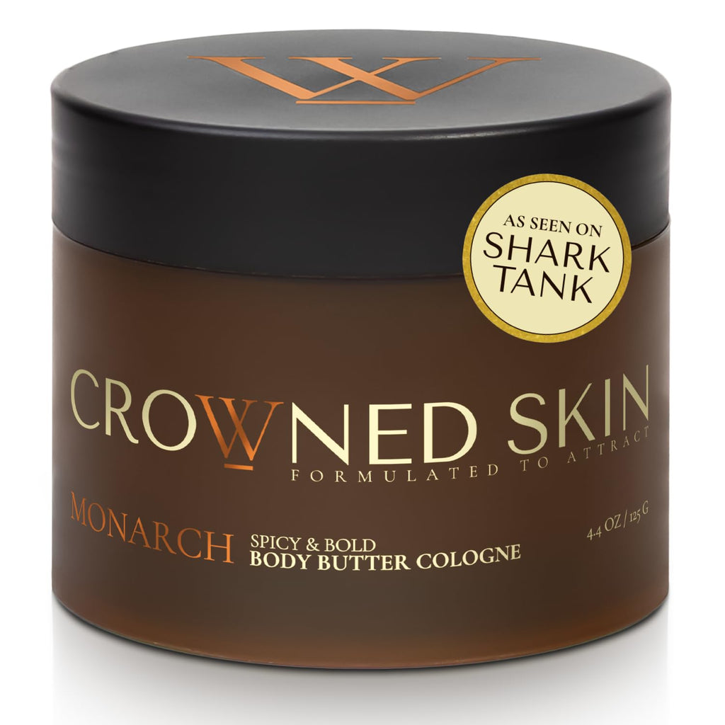Crowned Skin King Cologned Body Butter for Men | Warm & Sensual | As Seen On Shark Tank | Scented with Sandalwood & Leather | Infused with Organic Shea & Mango Butters | All-Day Fragrance | 4.4oz