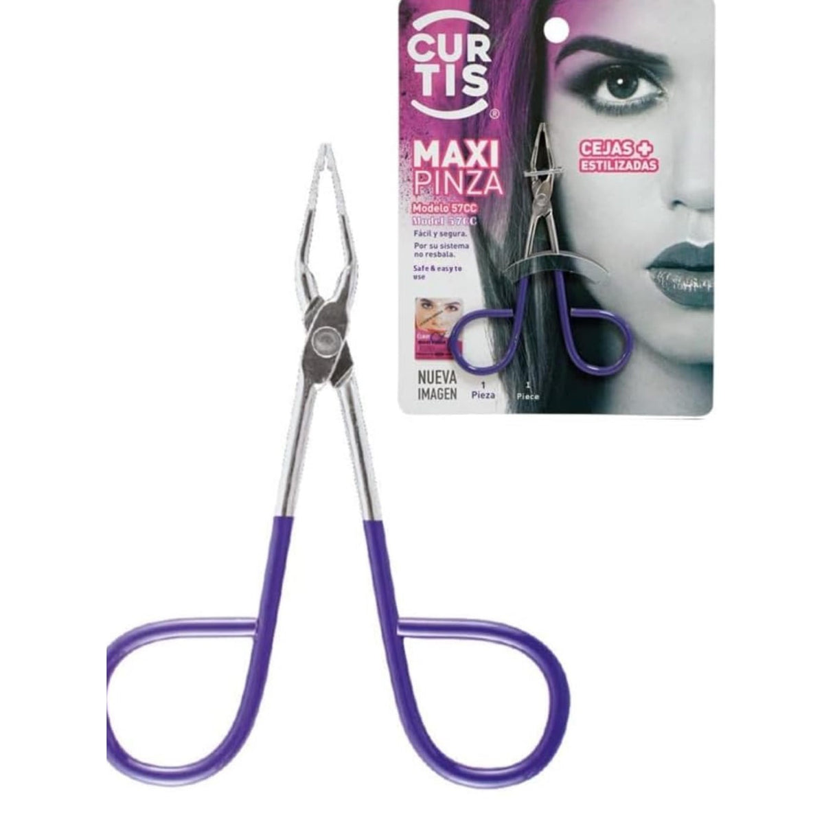 PROFESSIONAL Salon TWEEZERS with Easy Scissor Handle, The BEST PRECISION EYEBROW TWEEZERS Men/Women; PORTABLE Beauty tool for facial Hair, Ingrown Hair, Blackhead; Purple MADE IN MEXICO (UPDATED)