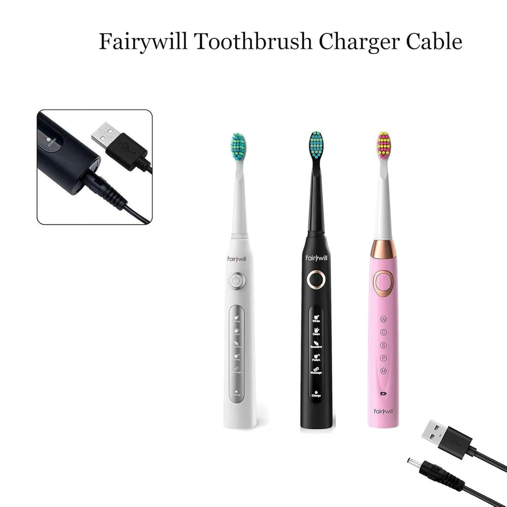Buy now PDEEY Electric Toothbrush Charger Cable Replacement for Fairywill/Dnsly/Initio/Vekkia USB Charging Cord 3 ft (2-Pack) at indiglob india