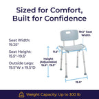 Drive Medical Shower Chair with Back and Suction Feet, Gray