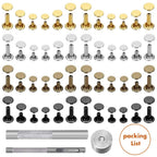 Selizo 480 Sets Small Double Cap Leather Rivets 4 Colors 3 Sizes (Cap Diameter: 6mm/8mm/8mm) Tubular Metal Studs with 3 Pieces Setting Tool Kit for Leather Craft Repairs Decoration