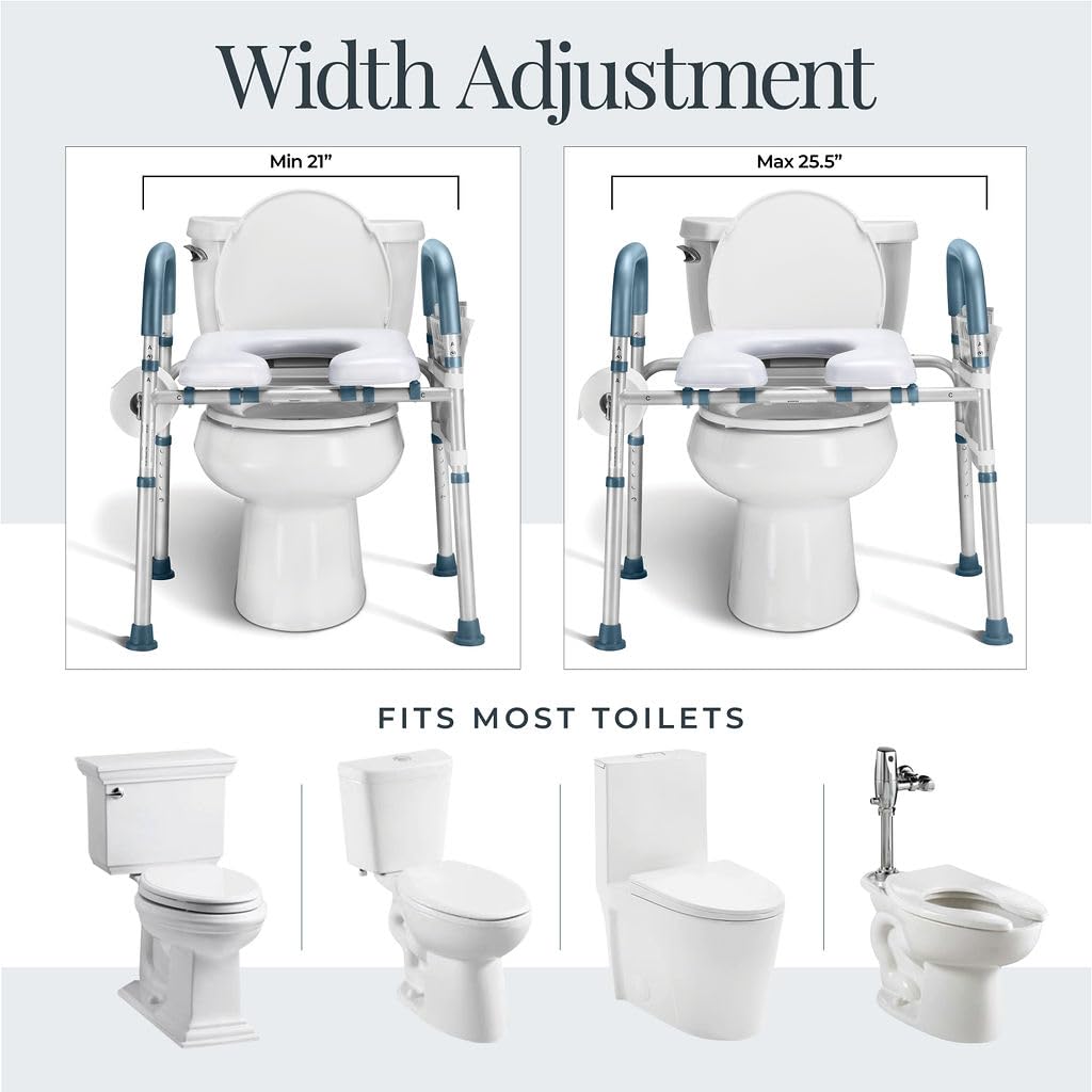 Toilet Seat Riser for Seniors, Adjustable Height & Width, 400lb