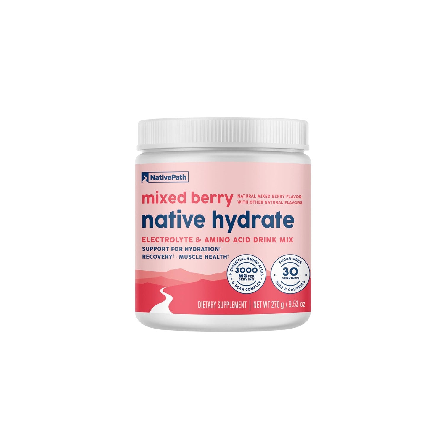 NativePath Hydrate Electrolyte Powder, Mixed Berry, 30 Servings | 14 Vitamins & Minerals, 9 Aminos & 2000mg BCAAs, Zero Sugar, Supports Hydration & Recovery, Stevia, Keto