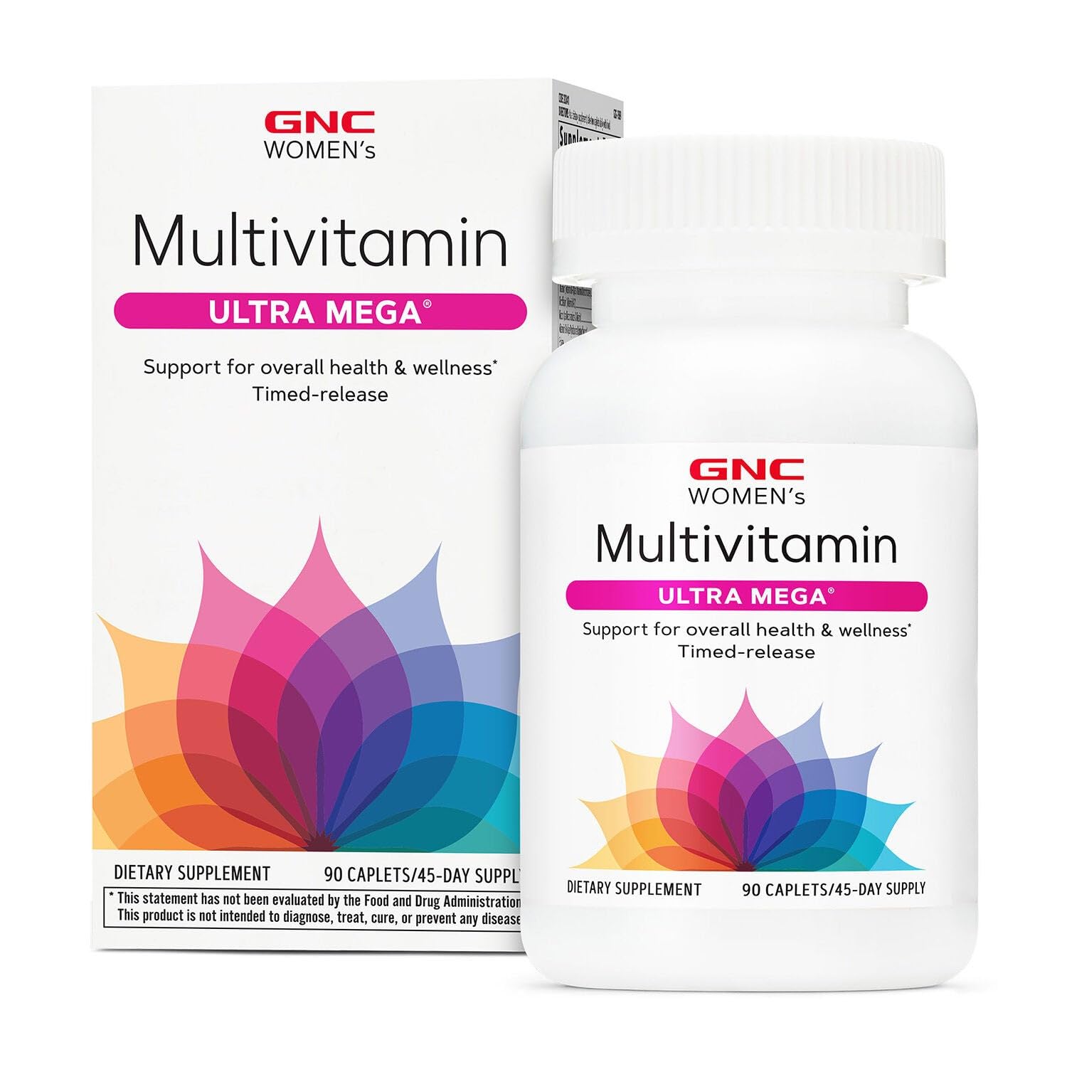 Buy now GNC Womenâ€™s Ultra Mega Multivitamin Caplets, Clinically Proven to Feel Better, Immune Support, Vitamin A, B, C, D, Iron, Biotin, Beauty, Gluten Free, Timed Release, 90 ct, 45 svgs at indiglob india