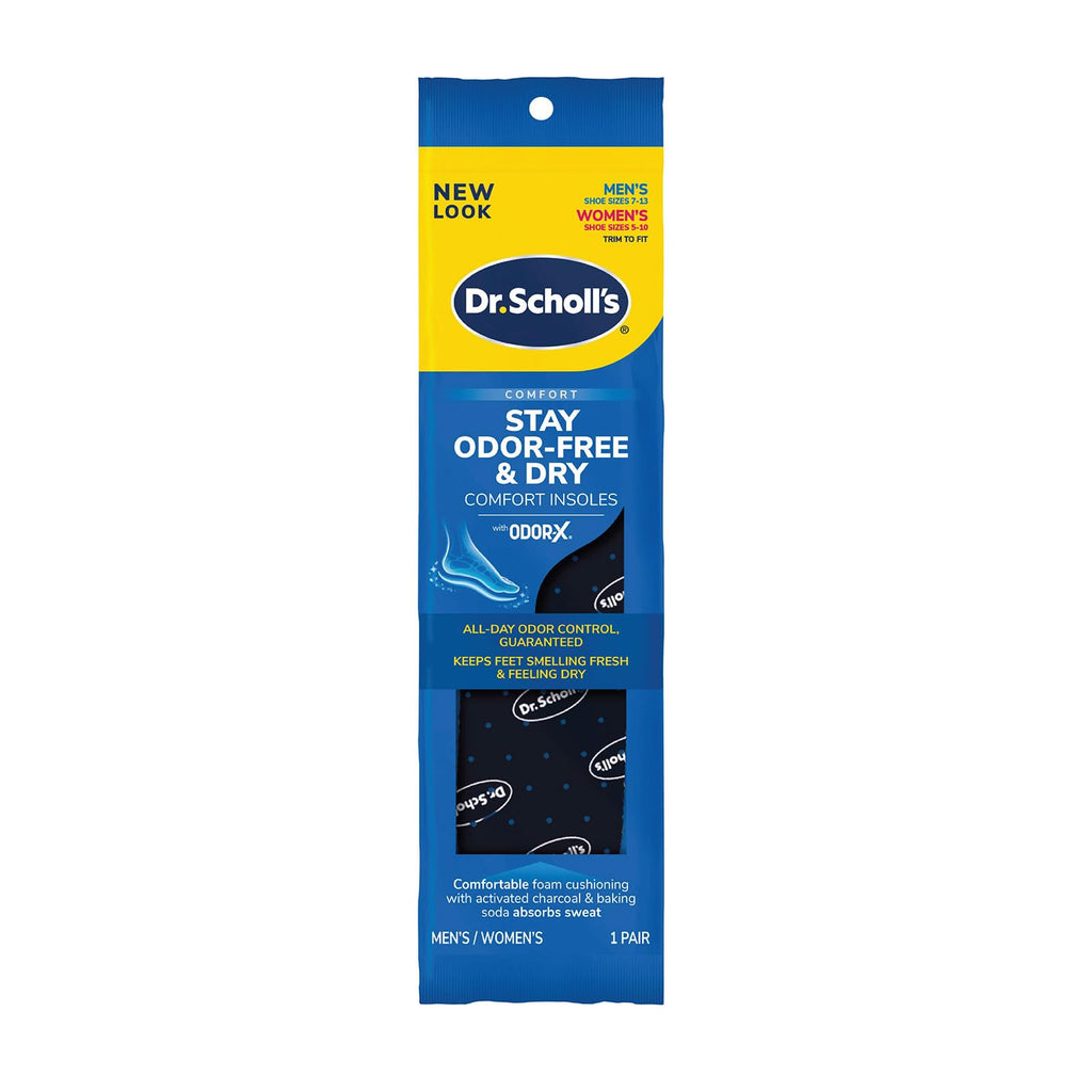 Buy now Dr. Scholl'sÂ® Stay Odor-Free & Dry Comfort Insoles with Odor-XÂ®, Unisex Inserts, 1 Pair, Full Length Trim to Fit Men's Shoe Sizes (7-13) and Women's Shoe Sizes (5-10) at indiglob india