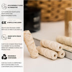 Biodegradable Silk Dental Floss Refill - Six Pack - Organic Natural Dental Floss, Refillable, Compostable Peace Silk Dental Floss Refills - 6 x 33 Yards - Eco-Friendly Mint Candelilla Wax