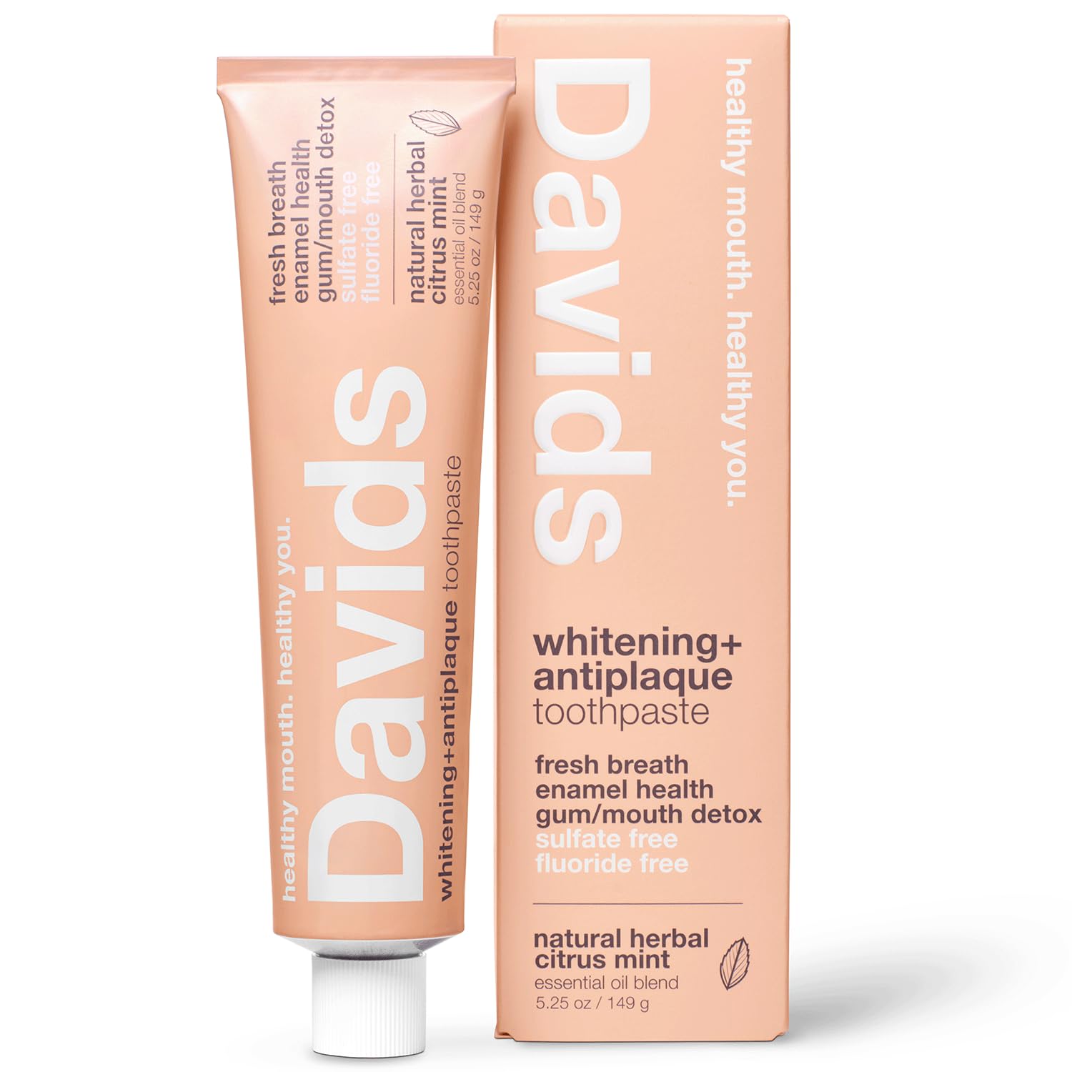 Buy now Davids Fluoride Free Toothpaste, Teeth Whitening, Antiplaque, SLS (Sulfate) Free, Promotes Enamel Health, Mouth & Gum Detox, EWG Verified, Peppermint, 5.25oz 5.25 Ounce (Pack of 1) Herbal Citrus Mint at indiglob india