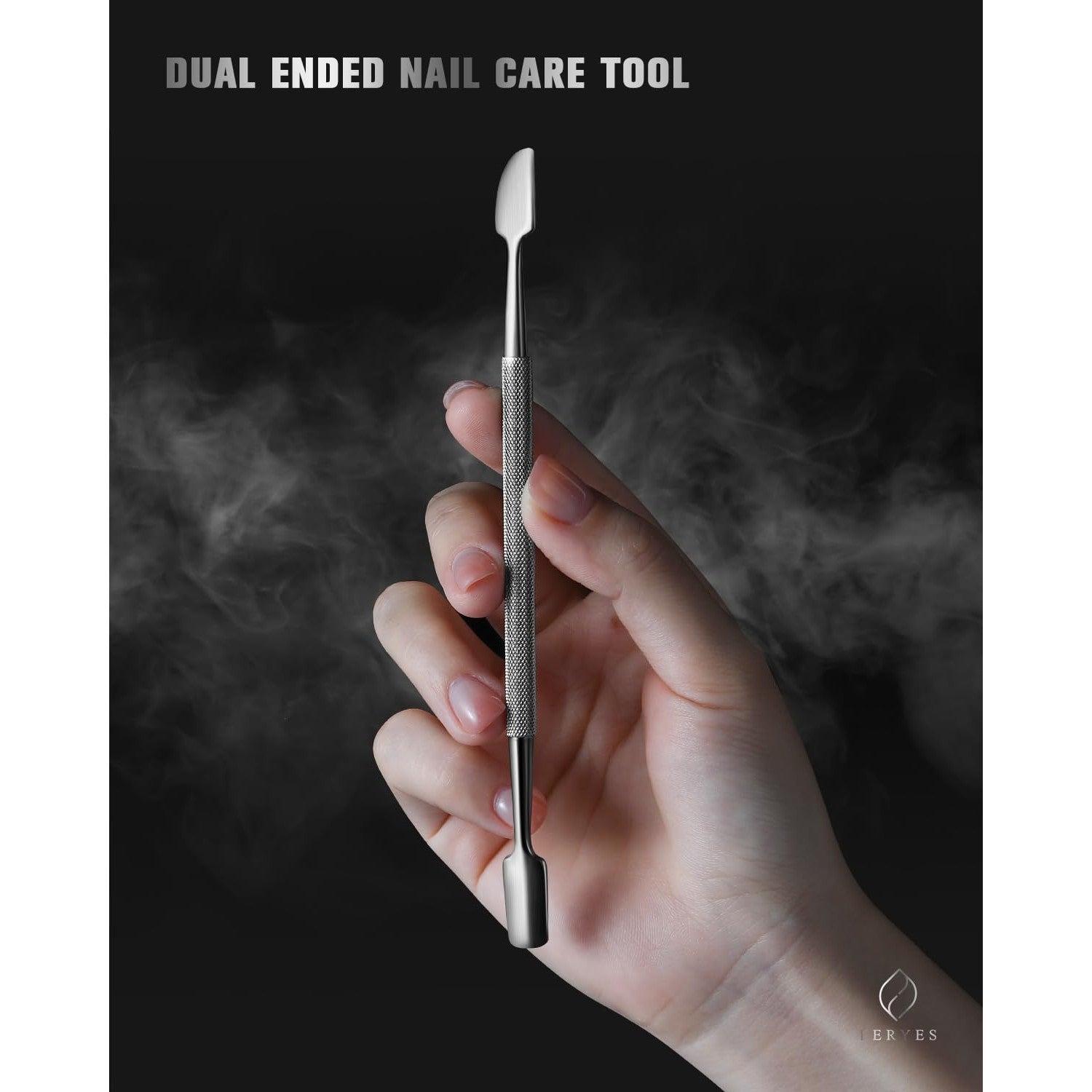 FERYES Professional Cuticle Pushers - Dual-Ended Stainless Steel Manicure and Pedicure Tools, Ergonomic Design Cuticle Stick and Undernail Clean Tool