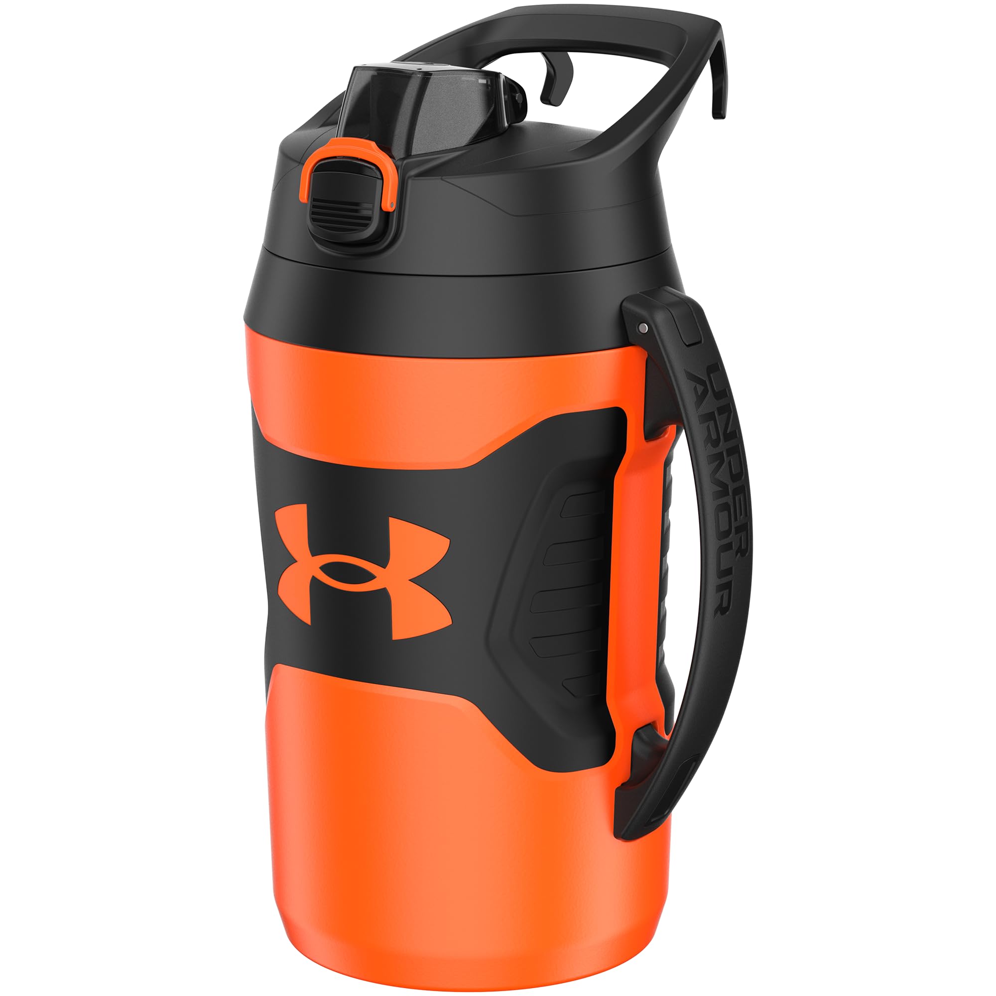Buy now Under Armour Half Gallon Water Bottle Insulated, 64oz Insulated Water Bottle with Handle, Fence Hook, Leak Resistant, for Baseball, Football & More, Academy/Black Blaze Orange Black at indiglob india