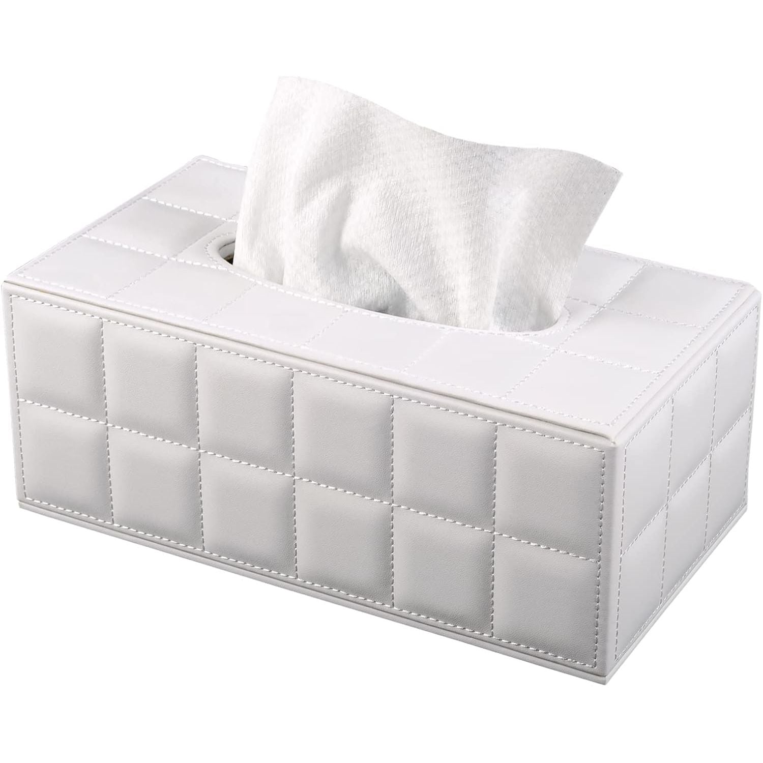 Buy now High-end Fashion PU Leather Tissue Box Holder Business Black, Rectangular Napkin Holder Drawer Paper Dispenser, Home Office Car Tissue Holder with Magnetic Bottom (Black Checkered) White at indiglob india