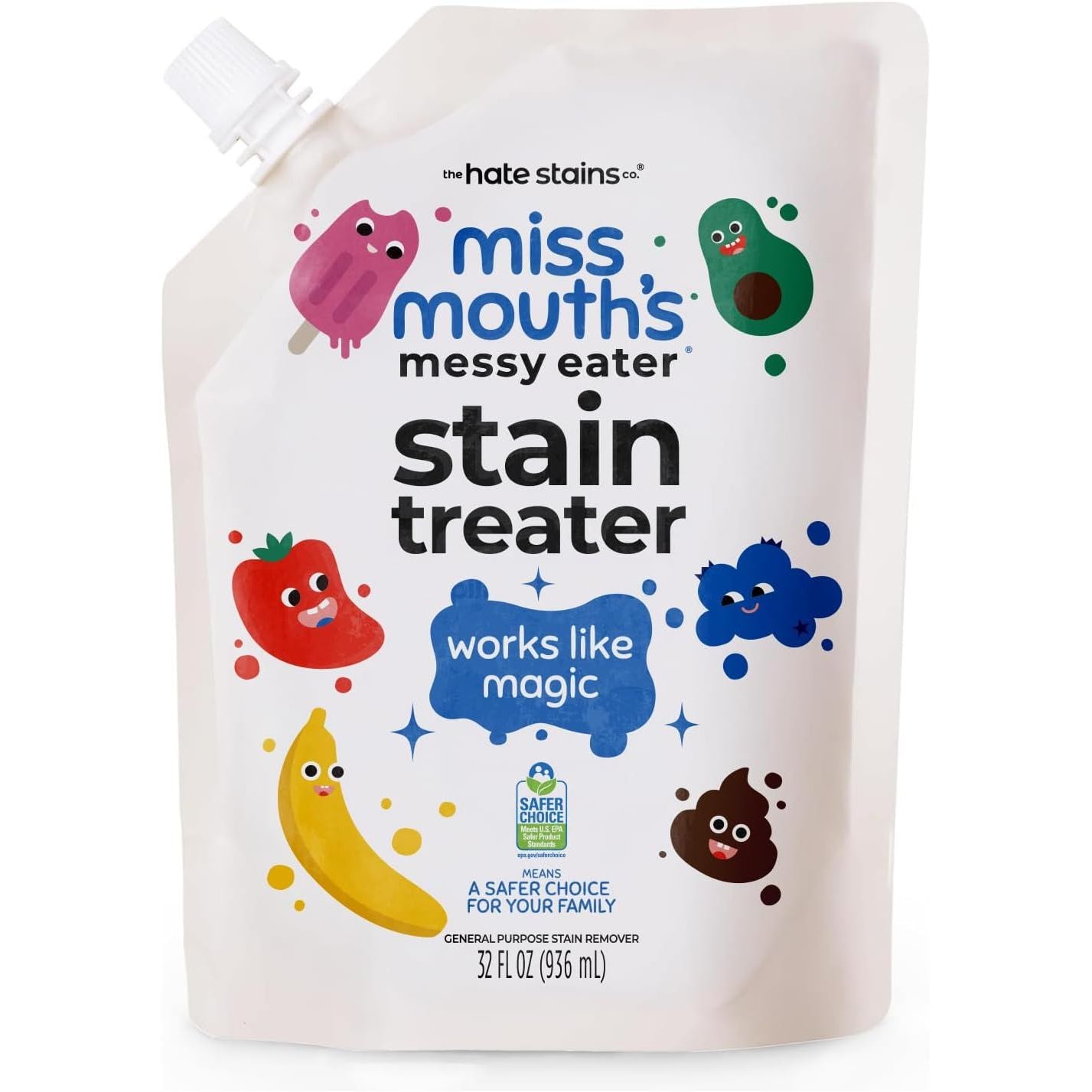 Buy now Miss Mouth's Messy Eater Stain Treater Spray - 4oz Stain Remover - Newborn & Baby Essentials - No Dry Cleaning Food, Grease, Coffee Off Laundry, Underwear, Fabric XL Refill Pouch at indiglob india