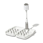 OXO Tot Travel Size Baby Bottle Drying Rack & Bottle Brush, Portable, Gray