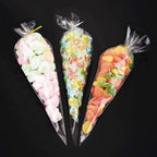 Buy now 100 Pieces Popcorn Bags for Party Cone Shape Bags Transparent Cello Bags Sweet Clear Treat Bags with 100 Pieces Twist Ties, 9.8 x 5.1 Inch (Gold Twist Ties) at indiglob india