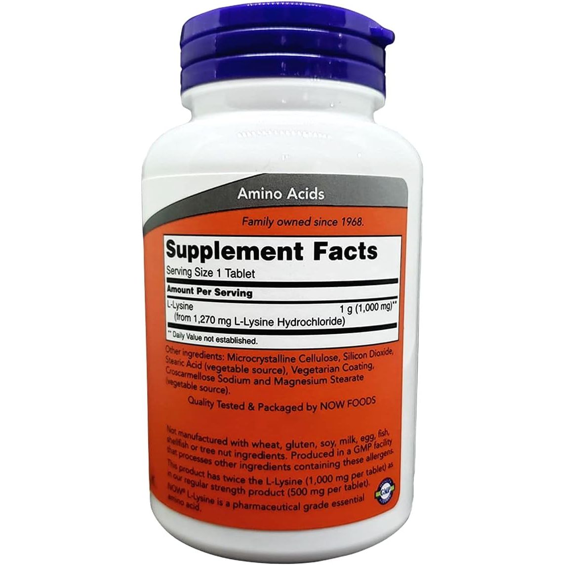 Buy now NOW Foods Supplements, (L-Lysine Hydrochloride) 1,000 mg, Double Strength, Amino Acid, 100 Tablets at indiglob india