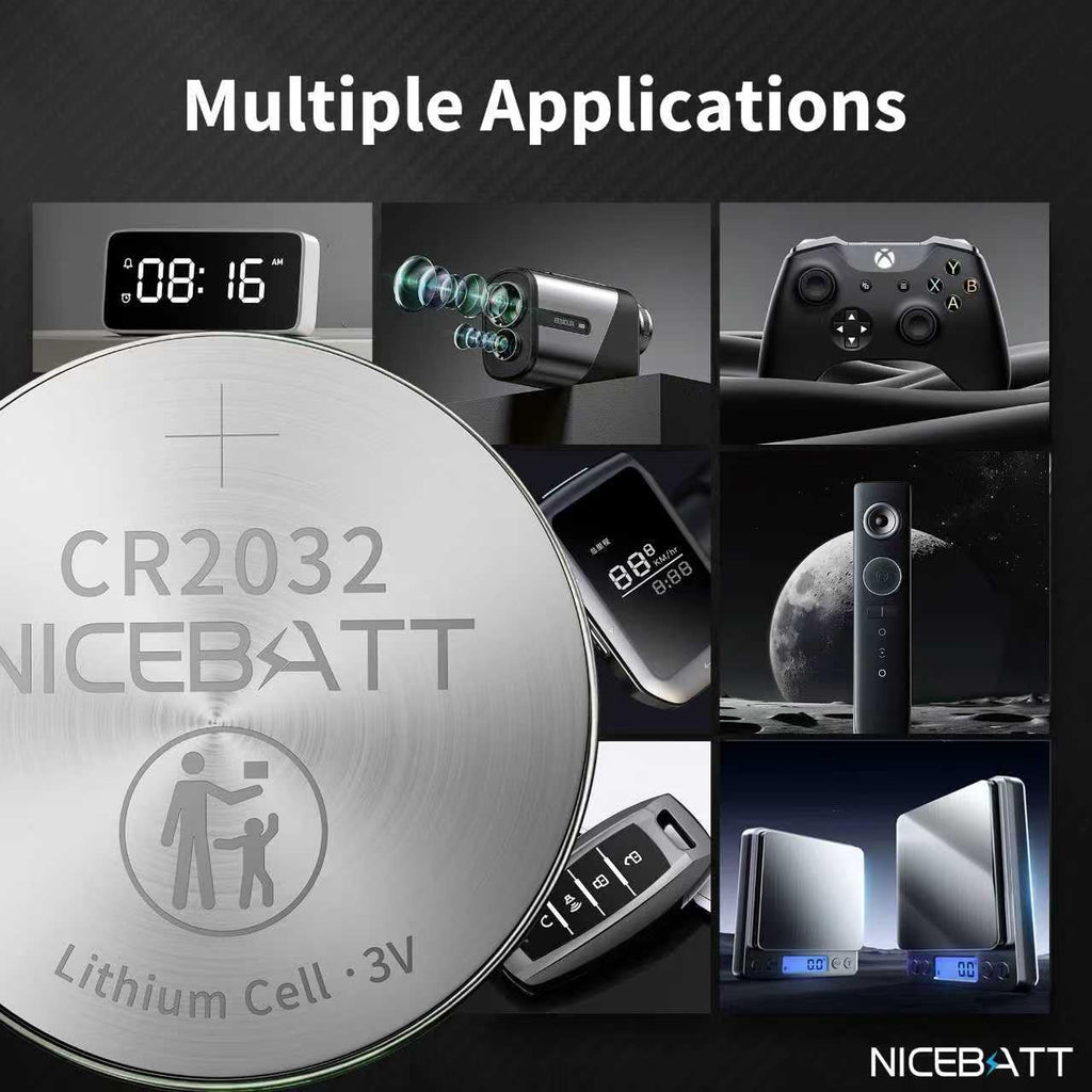 NICEBATT CR2032 Batteries 24 Pack, Long Lasting Power for AirTag, Car Remote Key Fob, 3V Lithium Coin Cell Cr 2032 Battery