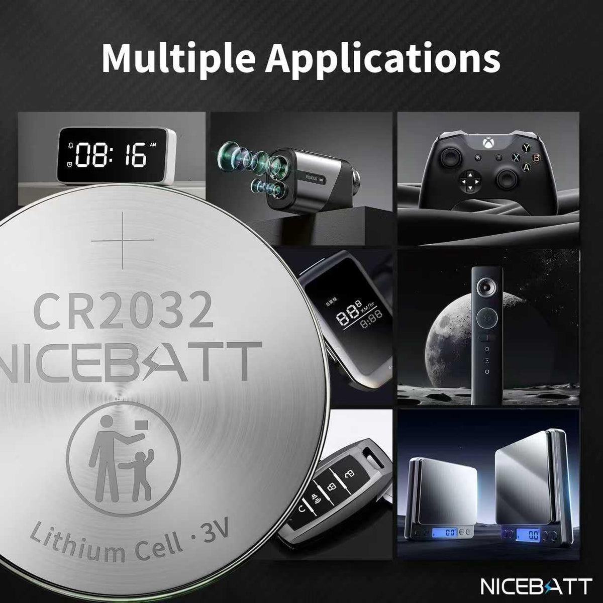 NICEBATT CR2032 Batteries 24 Pack, Long Lasting Power for AirTag, Car Remote Key Fob, 3V Lithium Coin Cell Cr 2032 Battery