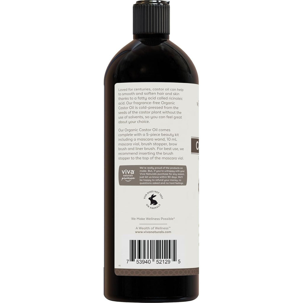 Buy now Viva Naturals Cold pressed Organic Castor Oil 16 fl oz - Castor Oil for Face, Eyelashes, Traditional Eyebrow Serum, Hair Oil - Certified Organic & Non-GMO at indiglob india