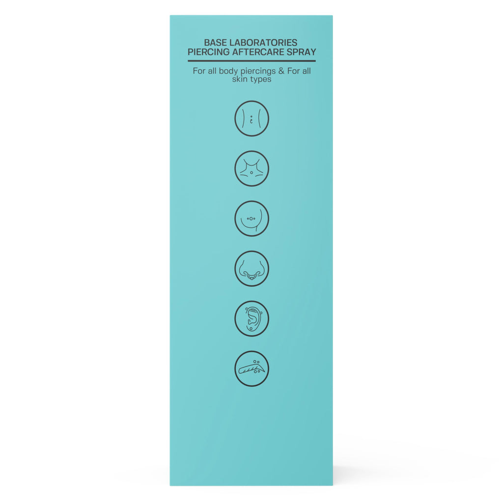 BASE LABORATORIES Piercing Aftercare Spray 4 oz, Saline Spray for Piercings | Ear Piercing Cleaner, Nose Piercing Spray, Saline Solution, Keloid Bump, Navel Care, Wound Wash, Belly Button Soak