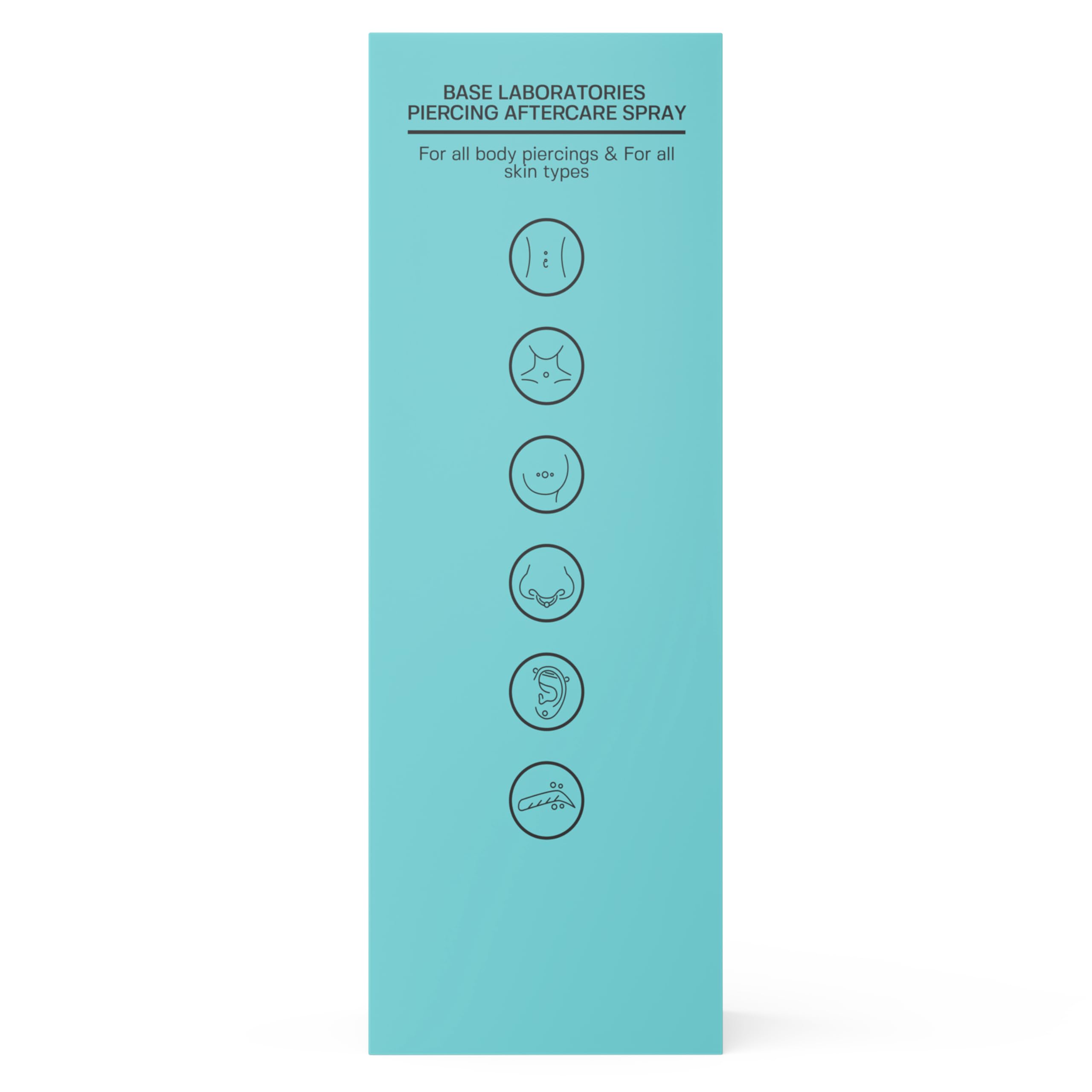 BASE LABORATORIES Piercing Aftercare Spray 4 oz, Saline Spray for Piercings | Ear Piercing Cleaner, Nose Piercing Spray, Saline Solution, Keloid Bump, Navel Care, Wound Wash, Belly Button Soak