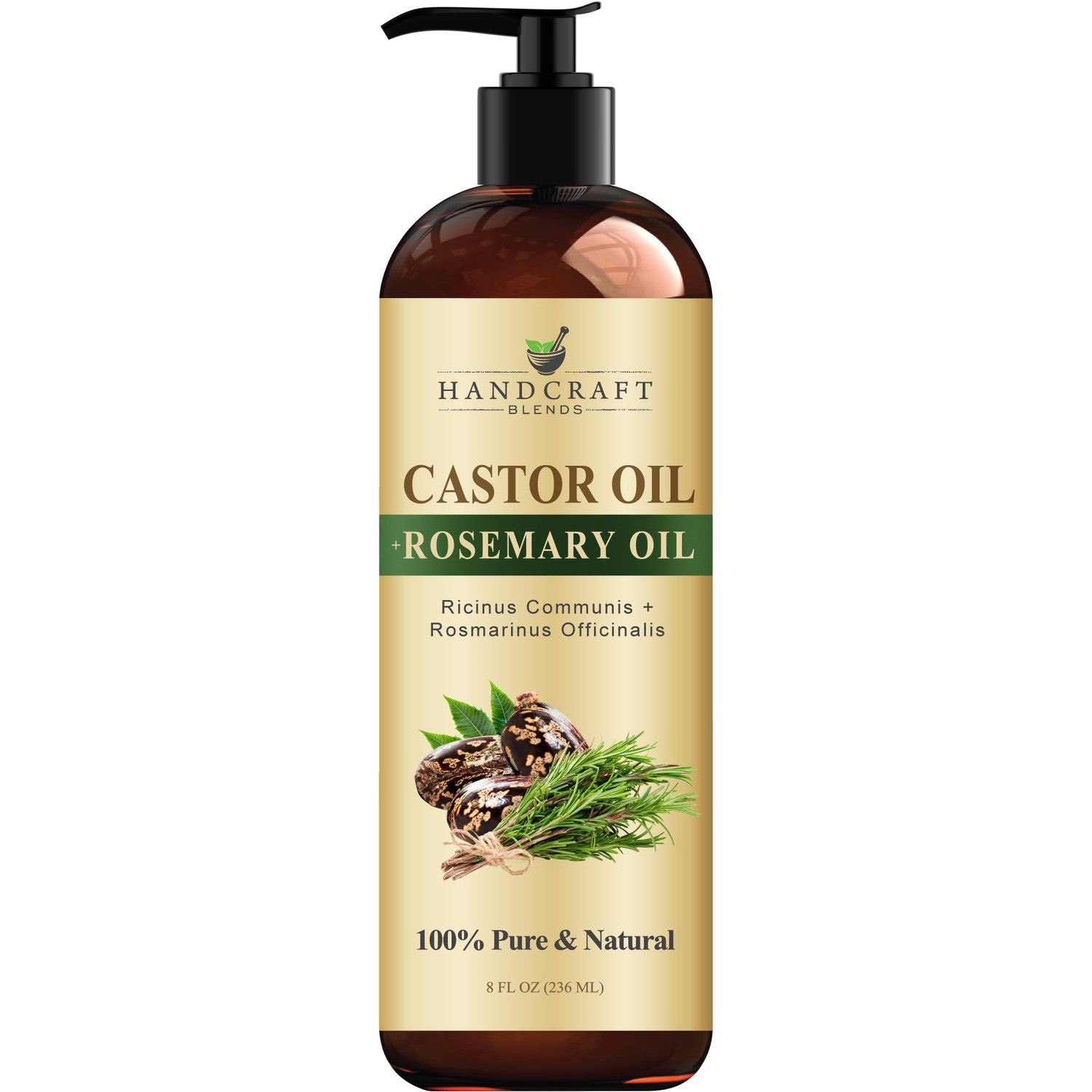 Buy now Handcraft Blends Castor Oil with Rosemary Oil 8 Fl Oz | 100% Pure and Natural | Premium Grade Carrier Oil | Hair, Eyelashes and Eyebrows | Hair and Body at indiglob india