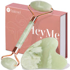BAIMEI IcyMe Gua Sha & Jade Roller Set for Facial Sculpting and Relaxation | Cooling Face Roller & Guasha Tool for Face Depuffing & Jawline Definition, Beauty Skin Care Tool Gifts for Women–Green
