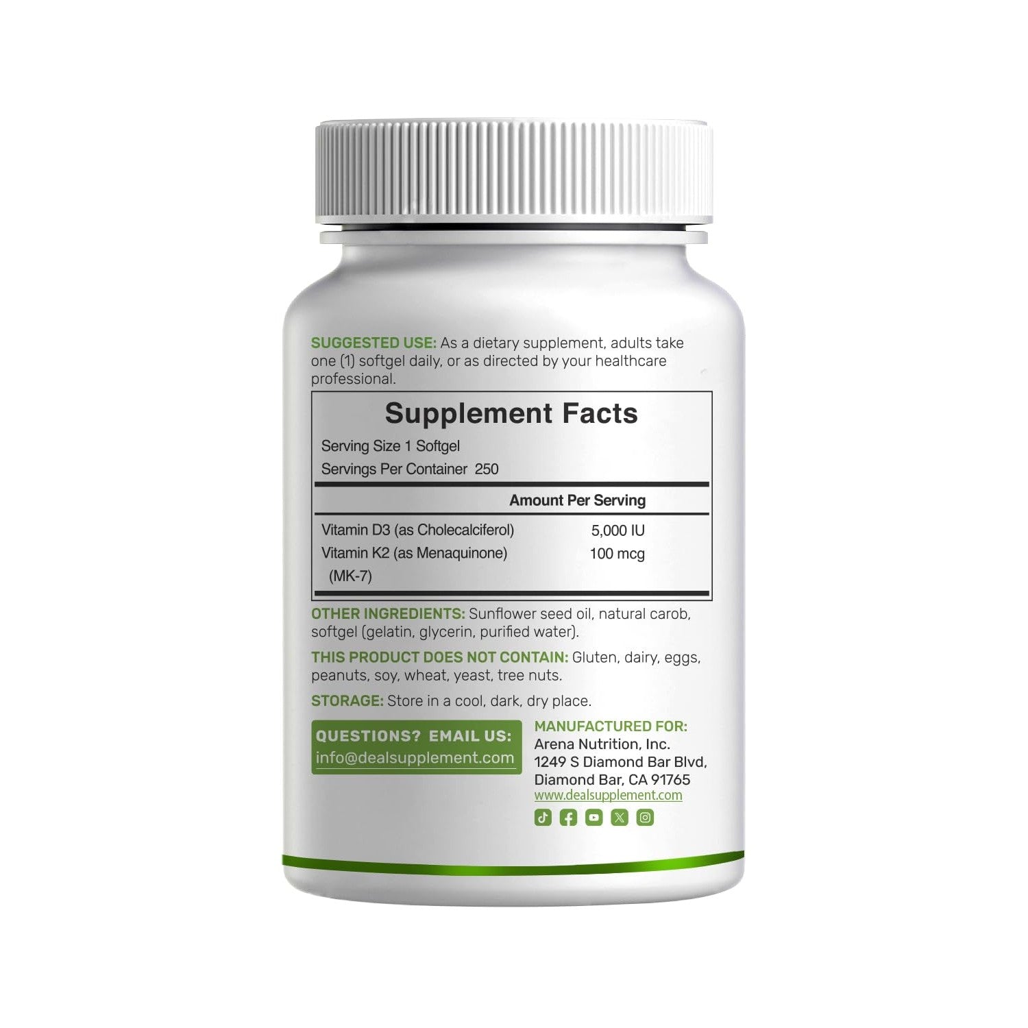 DEAL SUPPLEMENT 2 Pack Vitamin D3 5,000 IU + K2 MK7 Softgels, 500 Count | 2-in-1 Complex | Supports Heart, Bone, Teeth & Immune Health | Easy to Swallow