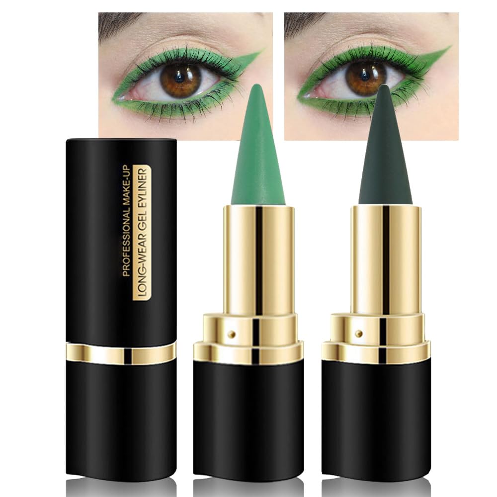 Kaely 2Pcs Gel Eyeliner Pencil, Natural Black Eyeliner Cream, Liquid Eye Liner Pencils for Older Women Waterproof, Smoky Eyeshadow Palette Goth Halloween Makeup Kit, delineador de ojos contra el agua