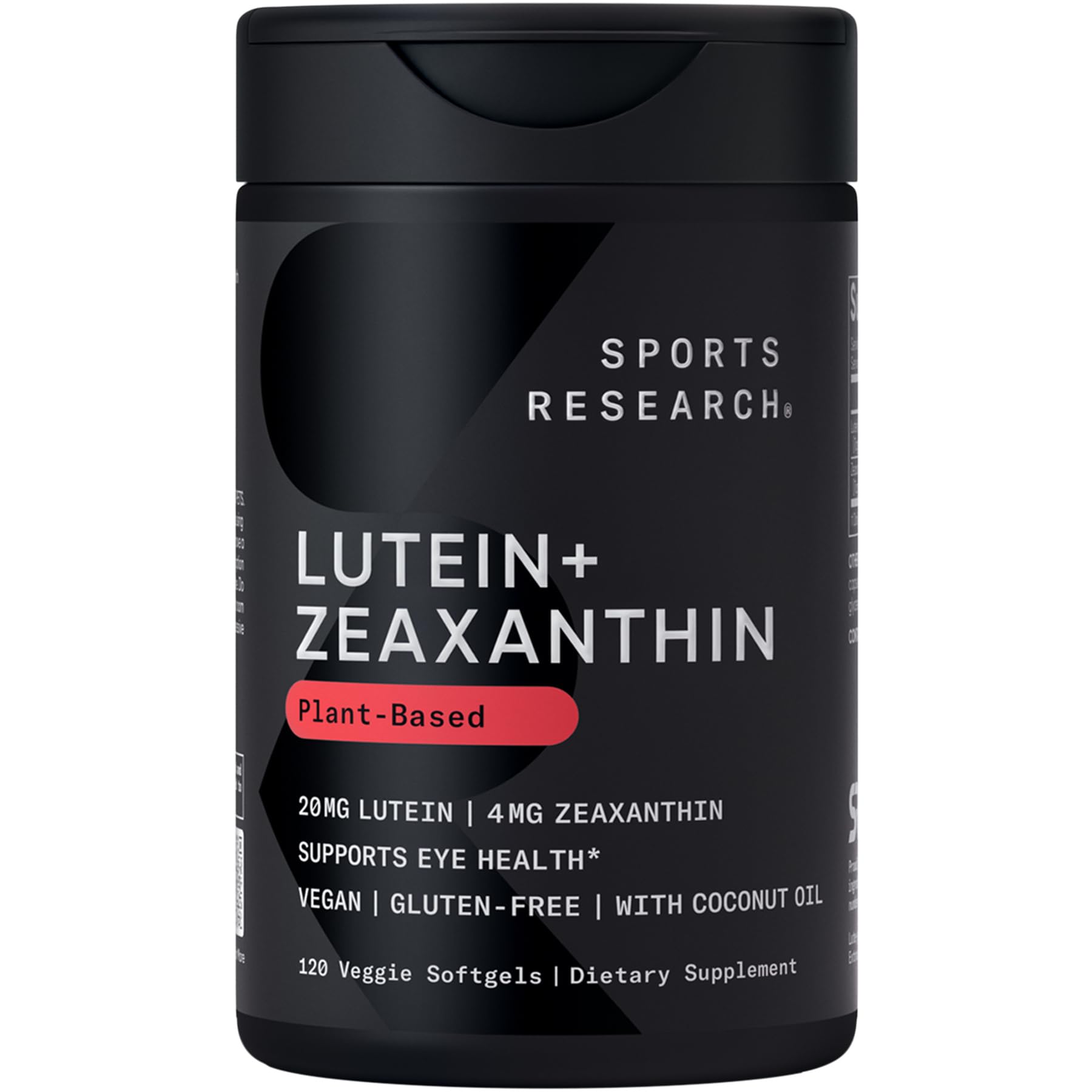 Sports Research® Lutein + Zeaxanthin w/Organic Coconut Oil, 30 Plantgels™ | Vegan Lutein w/ Lute-Gen® Eye Health Supplement | Plant-Based, Vegan Certified, Non-GMO Verified - 30 Servings