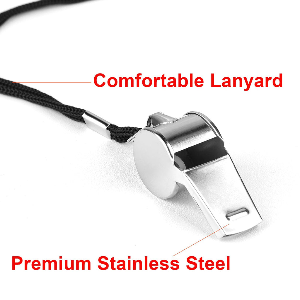 24-Pack Stainless Steel Whistles with Lanyards - Loud, Clear Sound for Coaches, Referees, Survival Kits & Outdoor Safety