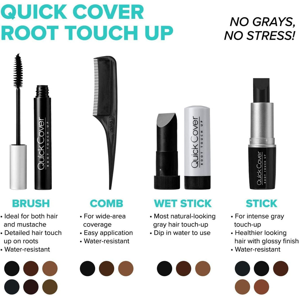 Buy now RED by Kiss Quick Cover Root Touch Up Stick, Water-Resistant Temporary Gray Hair Concealer with Brush for Roots and Beard, Long-Lasting Coverage, Easy Application (2 Pack, Dark Brown) at indiglob india
