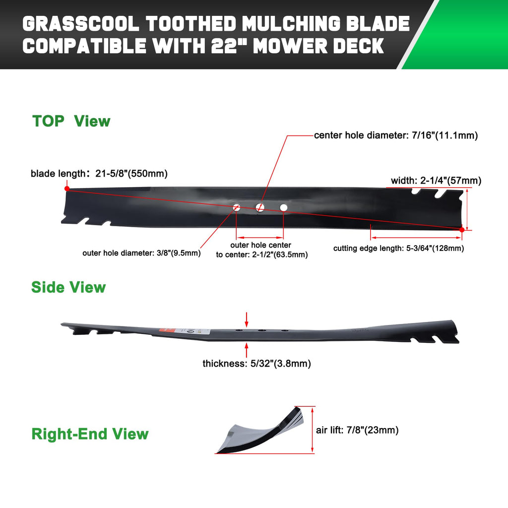 Grasscool 22 inch Deck Toro Recycler Lawn Mower Mulching Blades Replacement