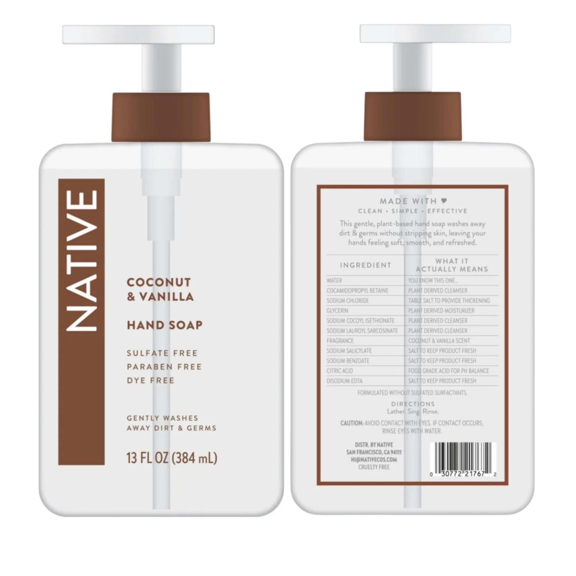 Buy now Native Hand Soap Set, Cherry & Vanilla Macaron and Coconut & Vanilla, Sulfate-Free, 13 Fl Oz, 2-Pack at indiglob india