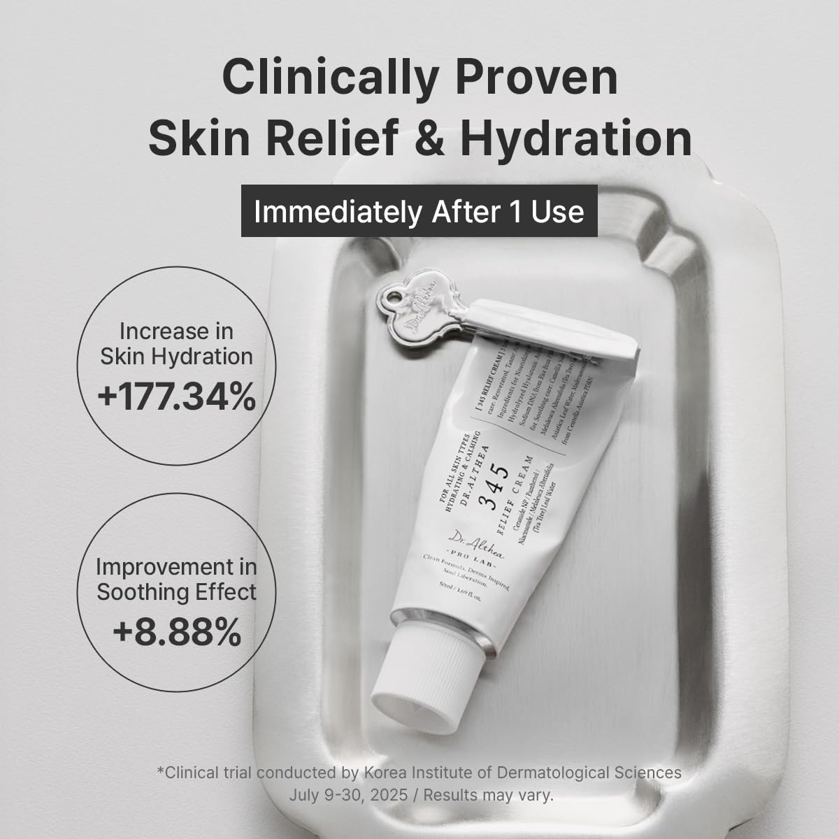 Dr.Althea 345 Relief Cream - 1.69 Fl Oz (Pack of 1) | PDRN & Hyaluronic Acid for Instant Hydration, Blemish, Post-Acne Vegan Face Moisturizer with Centella, Non-comedogenic