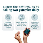 WEEM Hair Skin and Nails Gummies - Supports Healthy Hair - Vegan biotin Vitamins for Women & Men Supports Faster Hair Growth, Stronger Nails, Healthy Skin, Extra Strength (1)