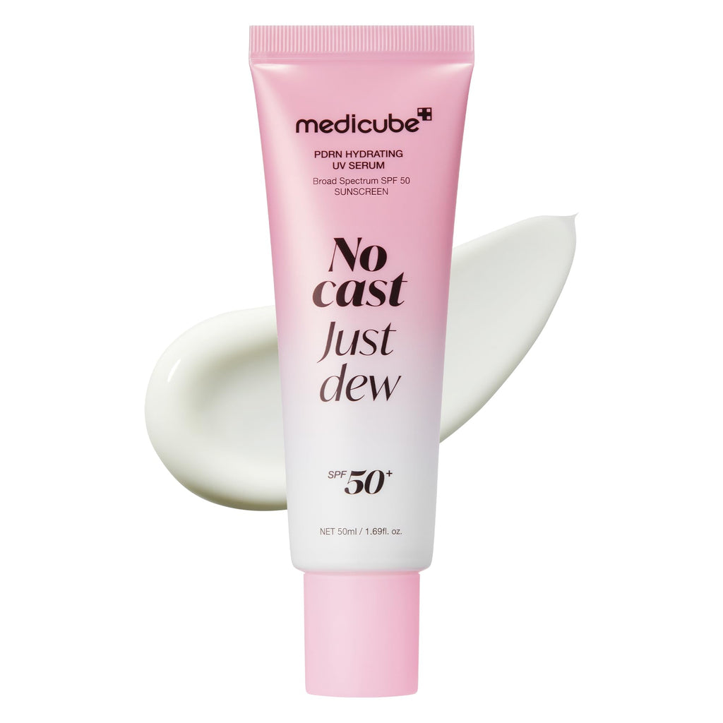 medicube Sunscreen No Cast Just Glow Collagen, SPF 50 | SPF 50 Hydrating Face Sunscreen - Lightweight & Non-Sticky Formula, Peptide & Cica for Soothing & Glow, Korean Skincare