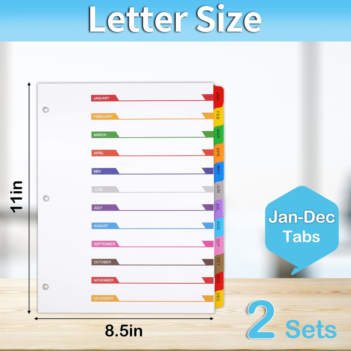 Monthly Binder Dividers for 3 Ring Binder, Jan-Dec Dividers for Binder