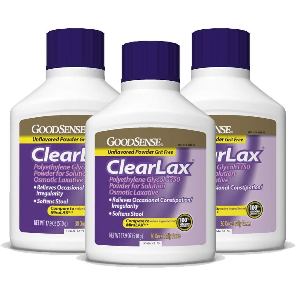 Buy now Good Sense ClearLax, Polyethylene Glycol 3350 Powder for Solution, Osmotic Laxative, 53.7 Oz, Pack of 3 Default at indiglob india