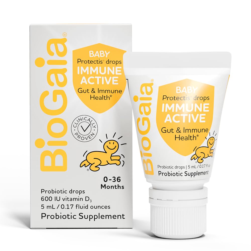 BioGaia Immune Active Baby Probiotic Drops + Vitamin D | Immune & Digestive | Pediatrician-Recommended | Supports Immune Health | Promotes Digestive Health & Regularity | Baby & Toddlers | 5mL