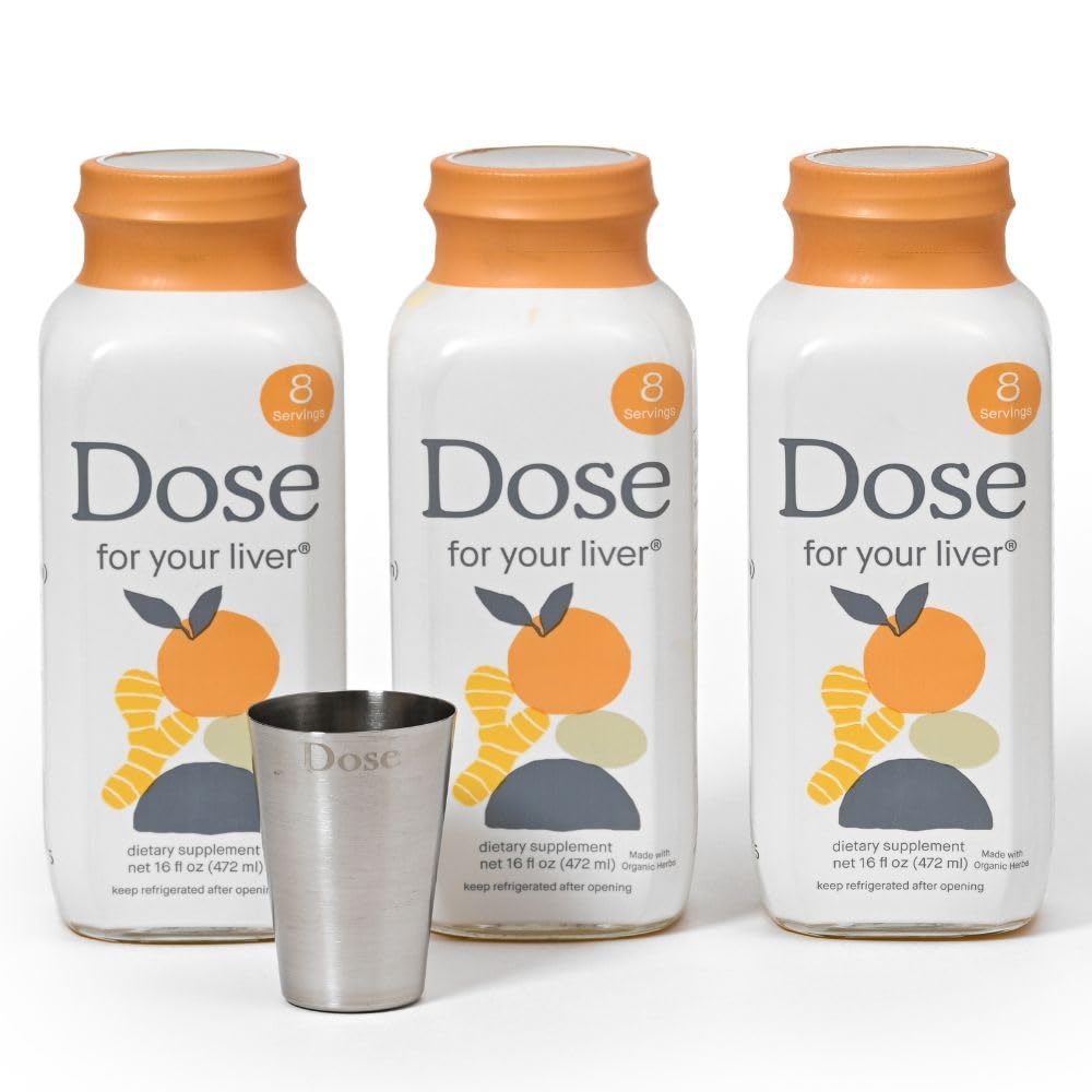 Dose for Your Liver Cleanse Detox & Repair, 16oz Bottle, 3 Pack | Organic Milk Thistle Liver Supplement with Turmeric, Dandelion, Ginger, Orange, Supports Healthy Liver Function