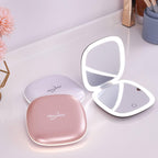 Buy now Mocado Compact LED Magnifying Makeup Mirror 4â€³ â€“ 1X/10X Double-Sided Dimmable Touch Mirror | USB Rechargeable Portable Travel Cosmetic (Rose Gold) at indiglob india
