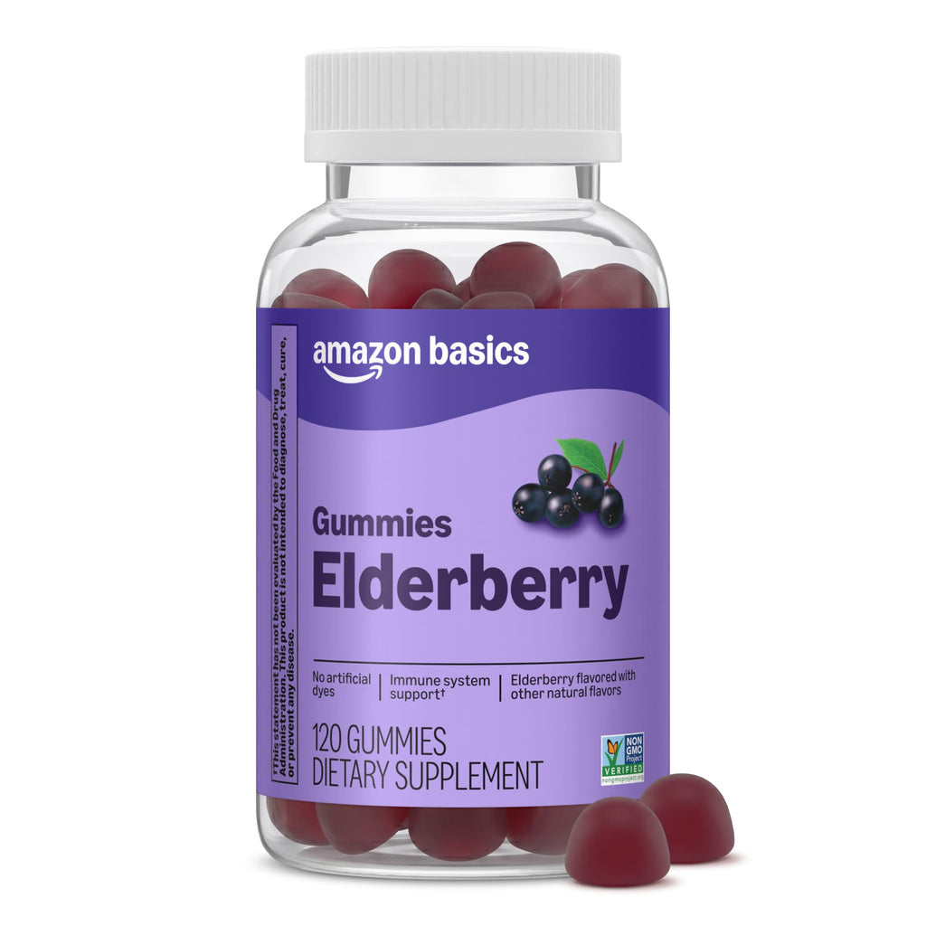 Amazon Basics Adult Elderberry 50 mg Gummy, 120 Count