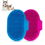 Dog Bath Brush Pet Bath Comb Brush Soothing Massage Rubber Comb 2pcs with Adjustable Ring Handle for Long Short Haired Dogs and Cats (Blue+Rose)