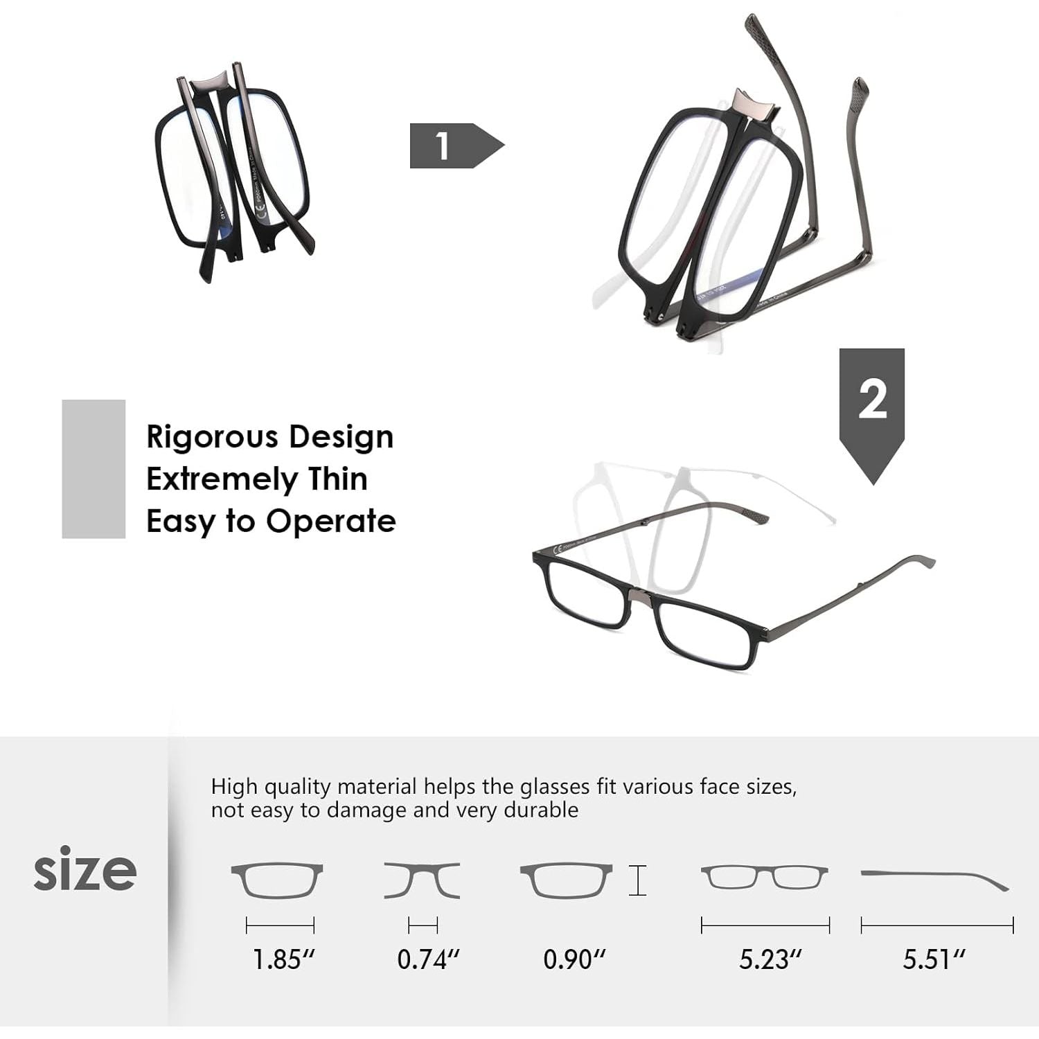 Buy now SKYOAK Evolved Folding Reading Glasses For Women Men Blue Light Blocking Anti UV Eyestrain Foldable Portable Compact Readers with Flat Hard Case Pocket Computer glasses 1.5 BLACK at indiglob india