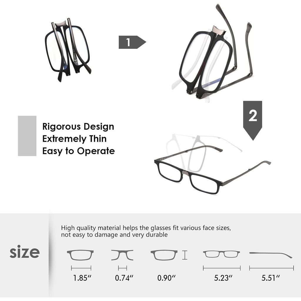 Buy now SKYOAK Evolved Folding Reading Glasses For Women Men Blue Light Blocking Anti UV Eyestrain Foldable Portable Compact Readers with Flat Hard Case Pocket Computer glasses 1.5 BLACK at indiglob india