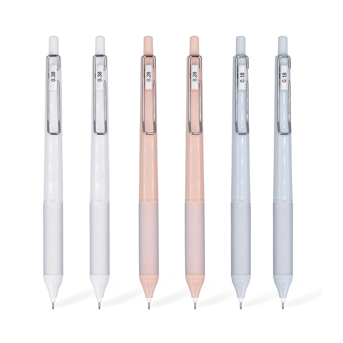 6pcs Gel Pen set, Black Ink Pens 0.18mm /0.28mm / 0.38mm Ultra Fine point Smooth Writing Pens with Silicone Grip, Retractable Cute Pens for Journaling NoteTaking sketching drawing stationery