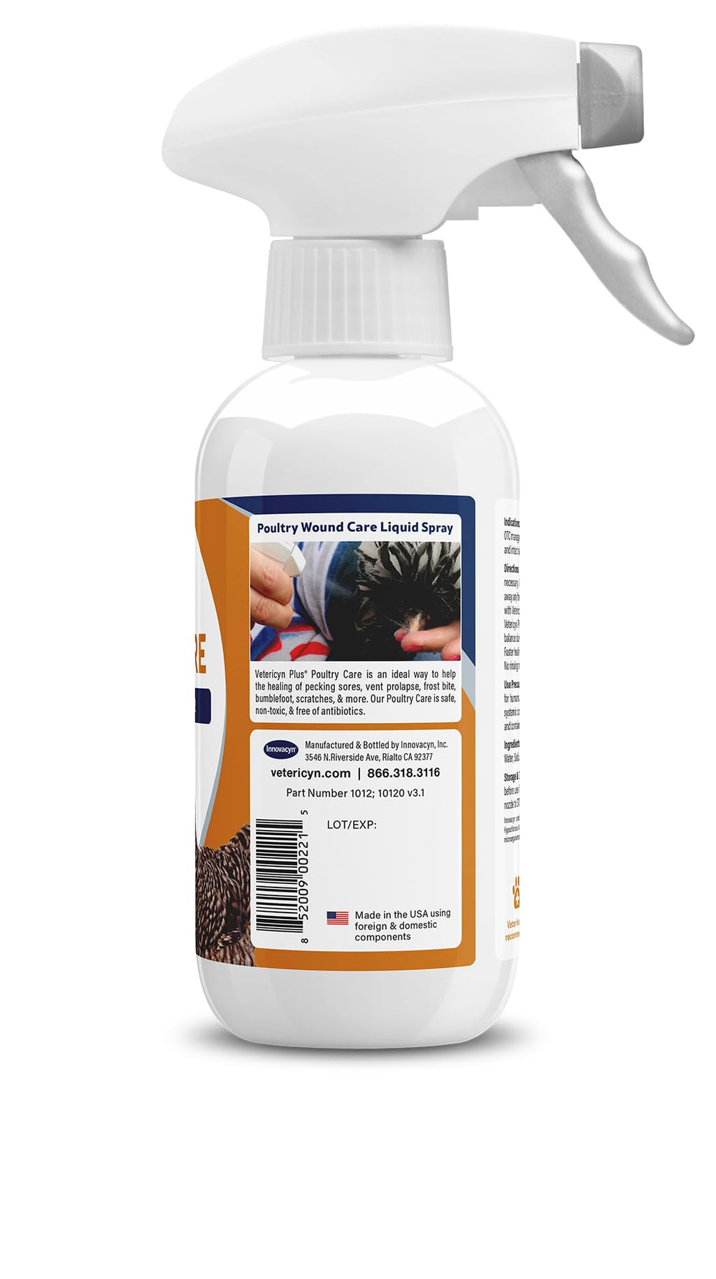 Vetericyn Plus Poultry Care Spray | Healing Aid and Skin Repair for Chicken Wounds, Pecking Injuries, Bumblefoot, Vent Prolapses, and More. 8 ounces