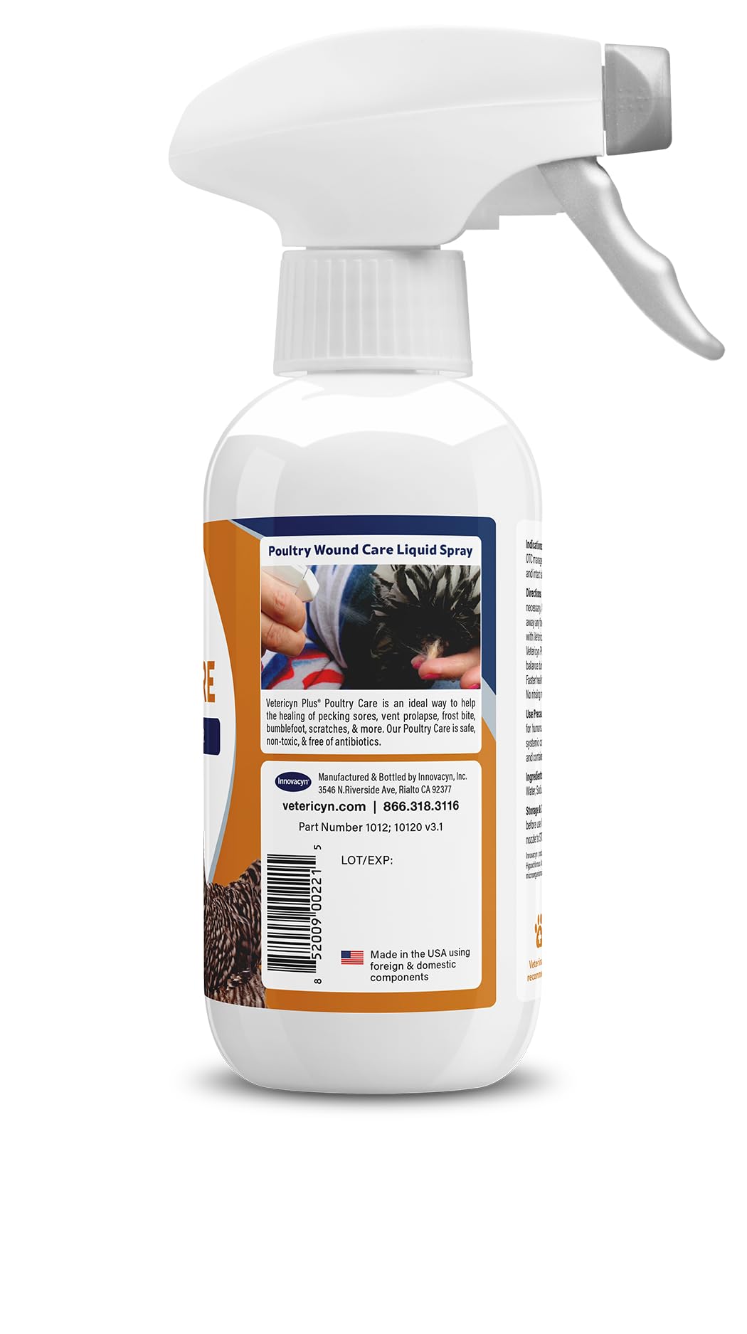 Vetericyn Plus Poultry Care Spray | Healing Aid and Skin Repair for Chicken Wounds, Pecking Injuries, Bumblefoot, Vent Prolapses, and More. 8 ounces